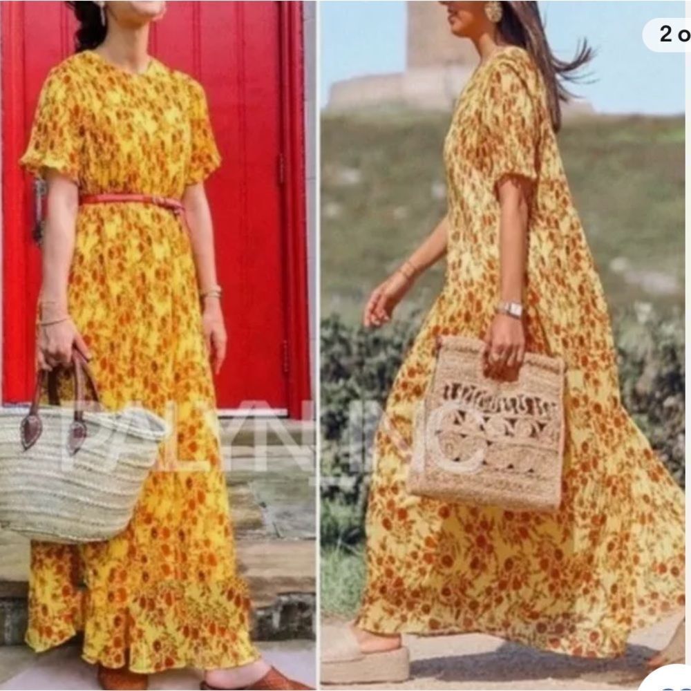 Floral Yellow Maxi Dress